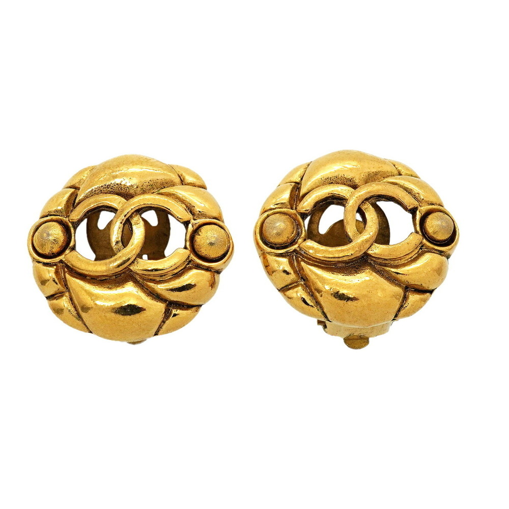CHANEL Gold Logo Earrings